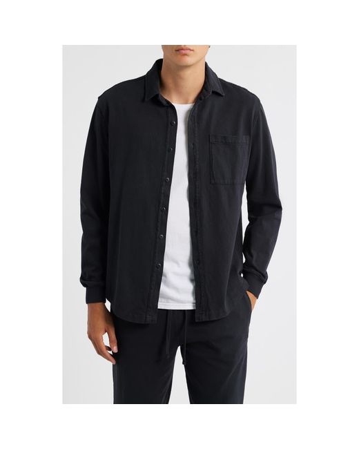 Alex Crane Black Caza Rib Organic Cotton Knit Button-Up Shirt for men