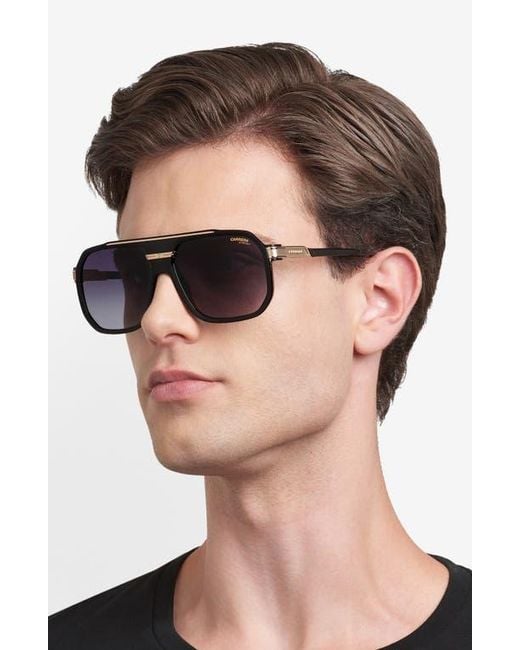 Carrera Black 60Mm Rectangular Flat Top Sunglasses for men