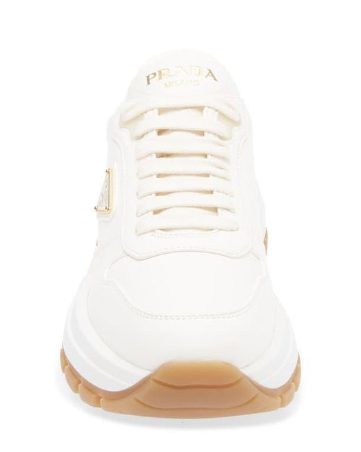 Prada White Prax Leather Sneaker