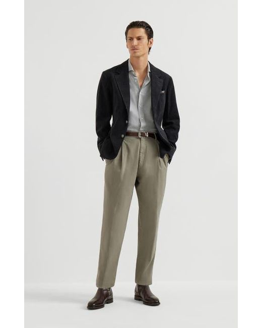 Brunello Cucinelli Gray Flannel Chevron Shirt for men