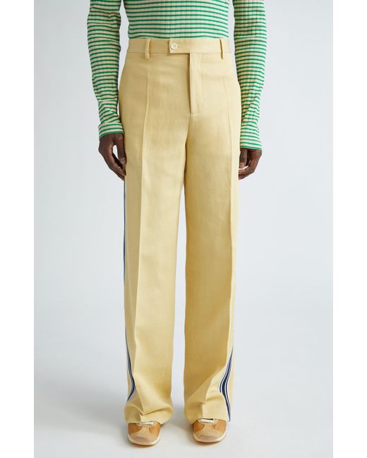 Wales Bonner Yellow Constant Track Stripe Cotton & Linen Trousers for men