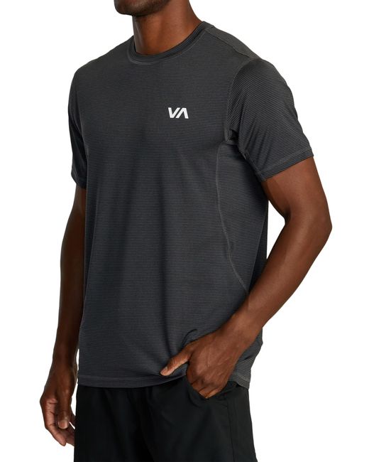 RVCA Black Sport Vent Stripe Performance Graphic T-shirt for men