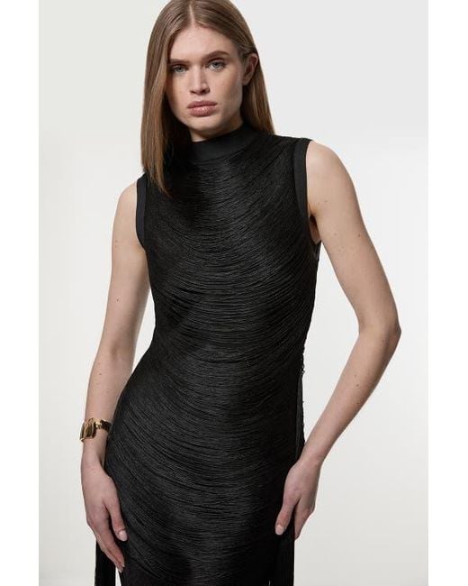 Karen Millen Black Knit Tassel Mini Dress