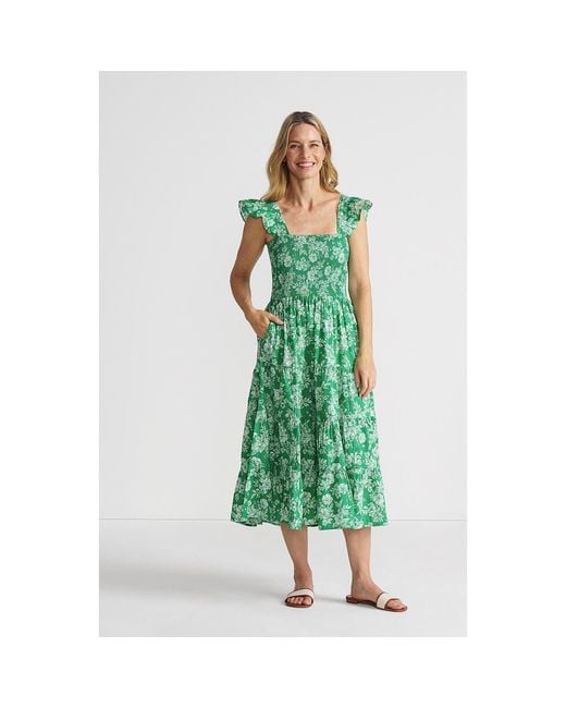 Lands' End Chambray Smocked Dress With Ruffle Straps in Green | Lyst Lands' End Chambray Smocked Dress With Ruffle Straps in Green | Lyst