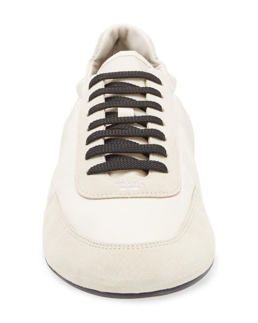 Prada White Collapse Mixed Media Low Top Sneaker for men