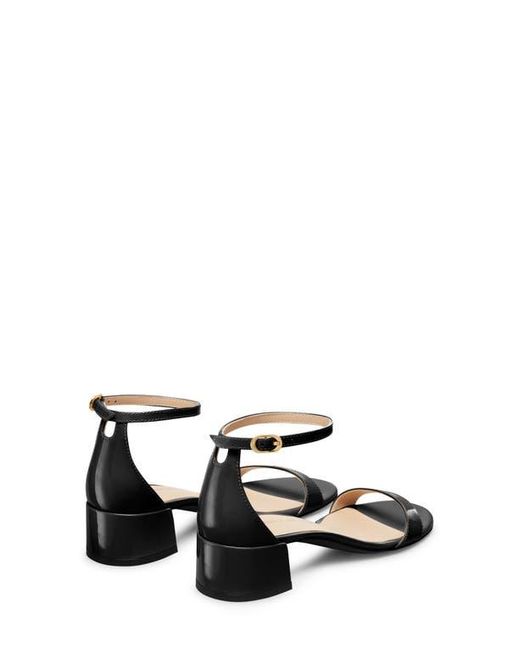 Stuart Weitzman Black Nudist Block 35 Ankle Strap Sandal