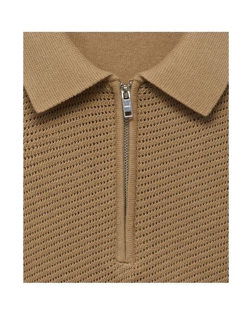 Mango Natural Openwork Zip Polo for men