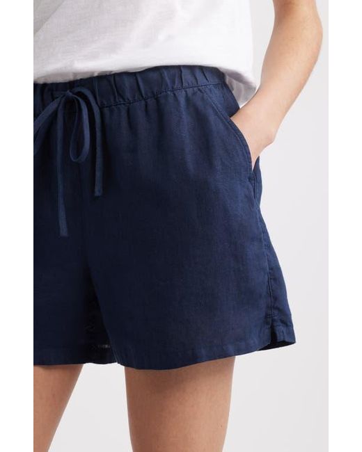 Caslon Blue Linen Drawstring Shorts