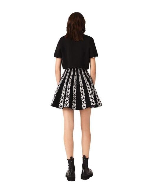 Maje Black Cropped Short Sleeve Cardigan