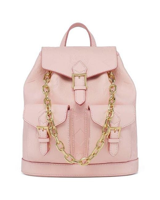 MCM Pink Aren Drawstring Backpack