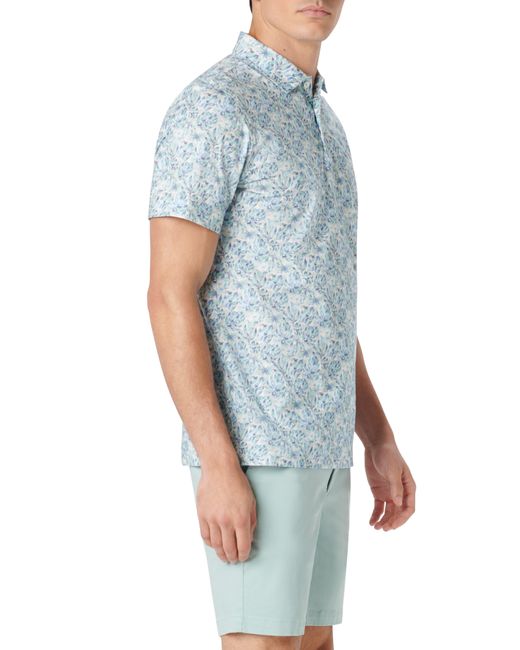 Bugatchi Blue Victor Ooohcotton Leaf Print Polo for men