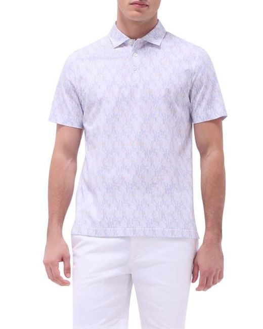 Bugatchi White Victor Ooohcotton Pineapple Print Polo for men