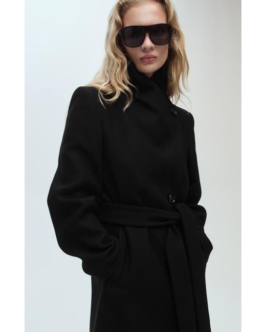 Mango Black Wool Blend Coat