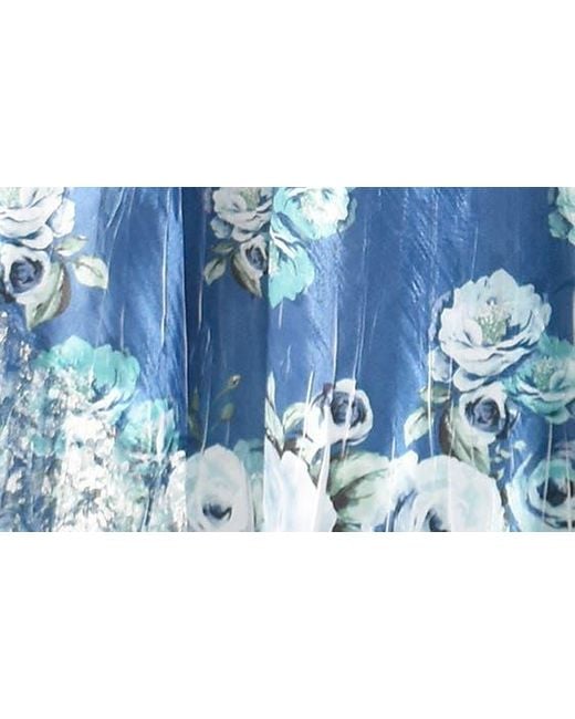Komarov Blue Lace-up Back Charmeuse Dress
