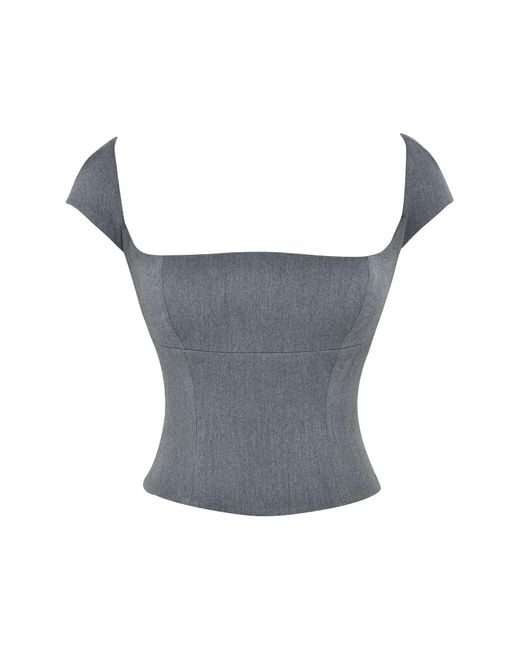 House Of Cb Gray Rowena Lace-up Back Corset Top
