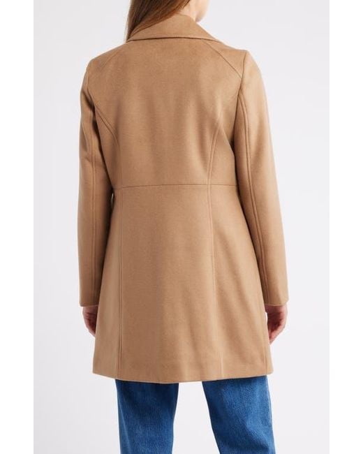 Michael Kors Natural Front Zip Wool Blend Coat