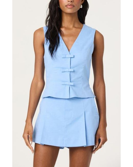 Astr Blue Cotton & Linen Skort