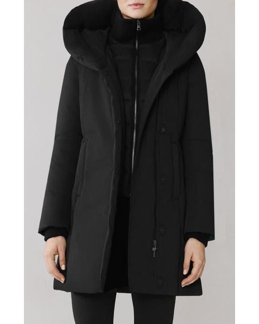 SOIA & KYO Black Camelia Water Repellent 700 Fill Power Down Coat