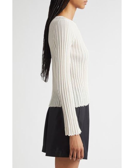 Loulou de Saison White Mabille Rib Long Sleeve Top