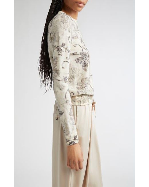 Herno Natural Floral Print Wool Sweater