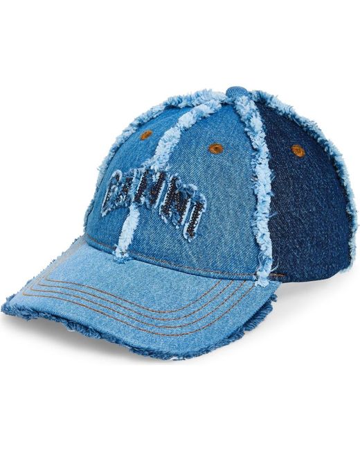 Ganni Blue Denim Patchwork Cap