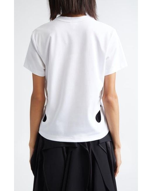 Noir Kei Ninomiya Floral Cutout Cotton Ponte T-Shirt in White | Lyst