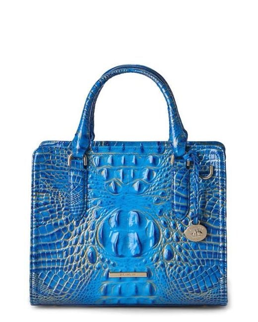 Brahmin Blue Cami Croc Embossed Leather Satchel