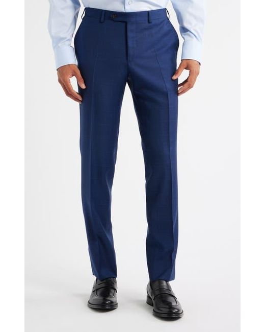 Canali Blue Kei Trim Fit Shadow Plaid Wool Suit for men