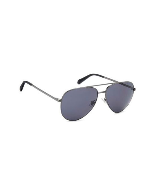 Fossil Blue 60Mm Pilot Sunglasses for men