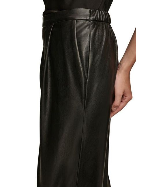 Donna Karan Black Pull On Faux Leather Pants