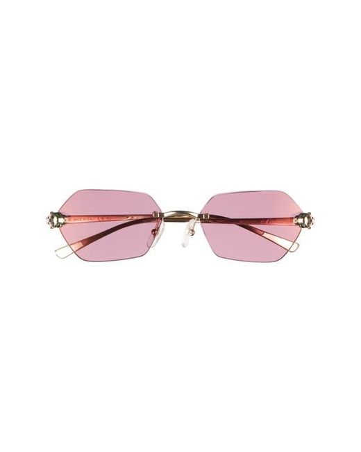 Raider Rimless Cartier 55Mm Rimless Geometric Polarized Sunglasses in Pink | Lyst
