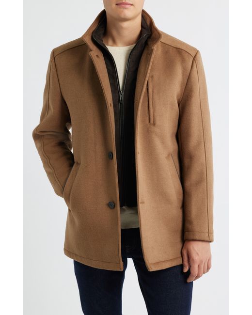 Johnston & Murphy Brown Upton Car Coat With Removable Bib for men