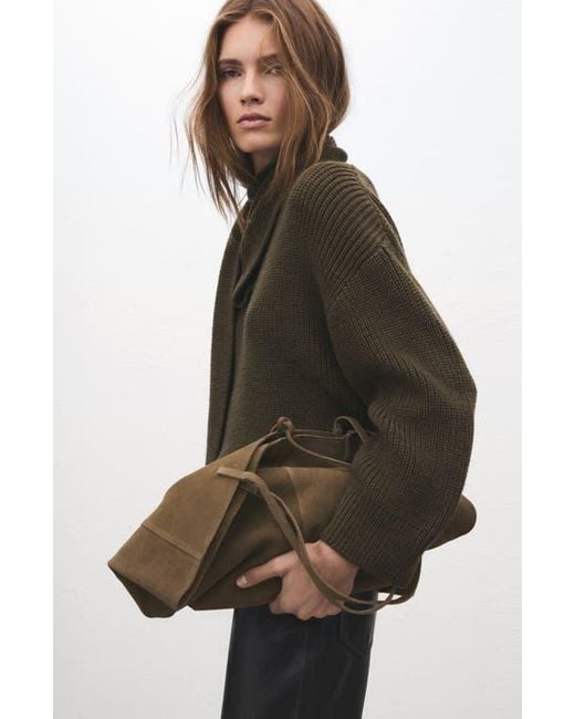 Mango Brown Suede Shopper Bag
