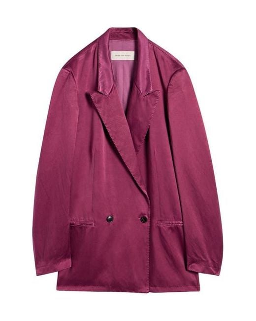 Dries Van Noten Purple Blink Double Breasted Oversize Twill Jacket