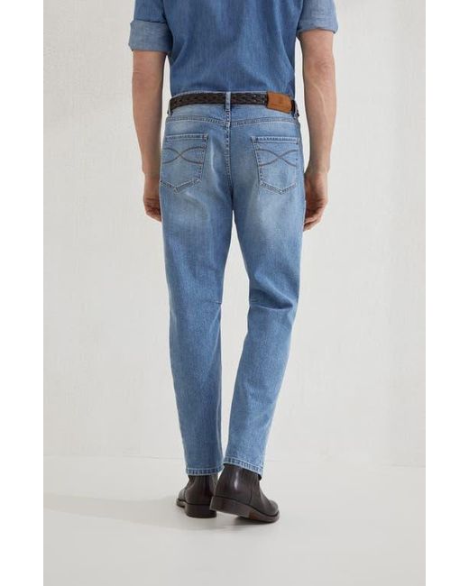 Brunello Cucinelli Blue Leisure Fit Five-Pocket Trousers for men