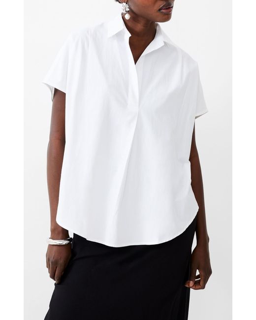 French Connection White Popover Poplin Shirt