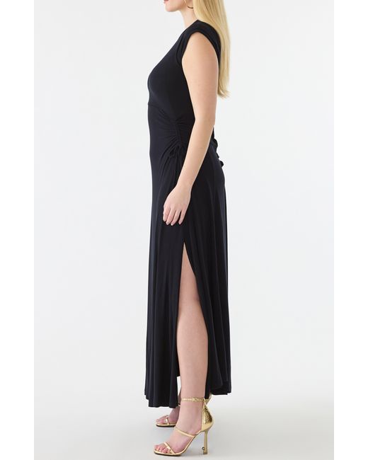 GSTQ Black Drawstring Ruched Maxi Dress