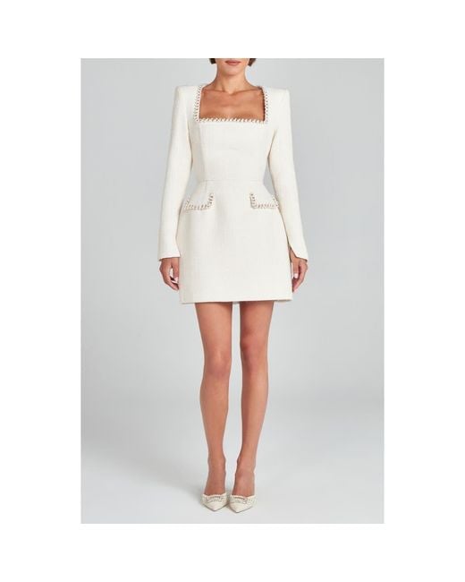 Nadine Merabi Natalie Beaded Long Sleeve Sheath Minidress in White | Lyst Nadine Merabi Natalie Beaded Long Sleeve Sheath Minidress in White | Lyst