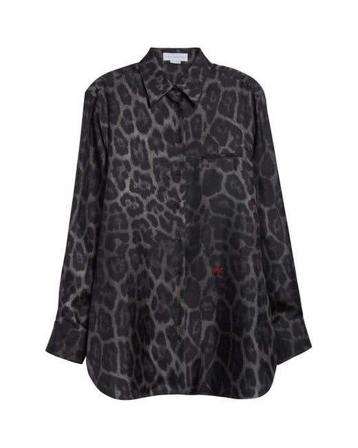 Stella McCartney Black Leopard Print Silk Button-Up Shirt