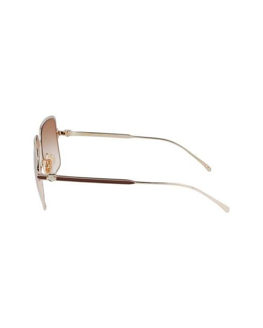 Ferragamo Brown Gancini 57Mm Modified Rectangular Sunglasses