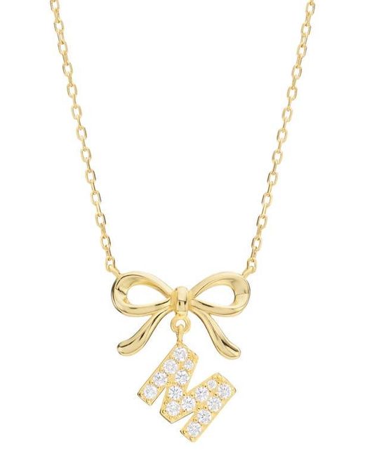 ATHRA LUXE Metallic Cubic Zirconia Bow Initial Pendant Necklace