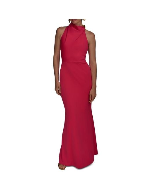 Donna Karan Red Funnel Neck Mermaid Gown
