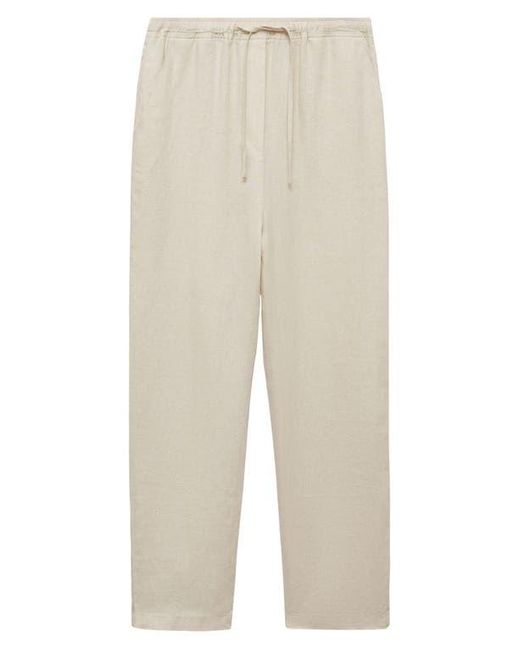 Mango Natural Linen Drawstring Pants