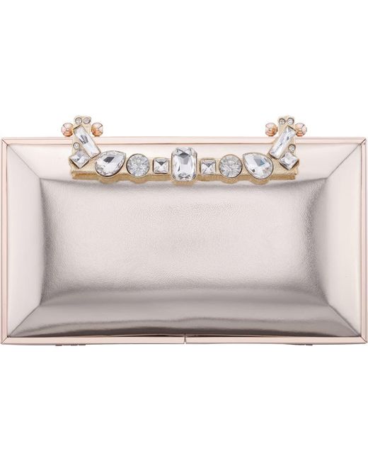 Nina Women's White Boujee Crystal Lace Clutch