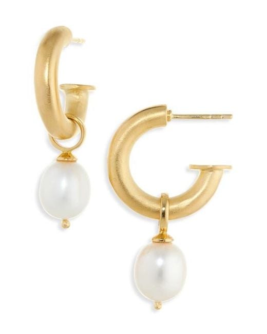 Dean Davidson Metallic Siena Baroque Freshwater Pearl Drop Hoop Earrings