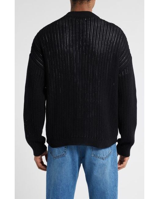 BP. Black Open Stitch Cardigan for men
