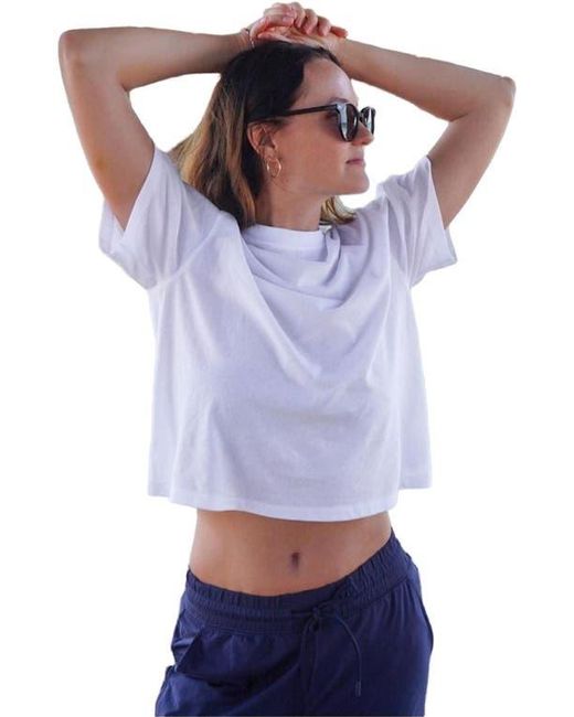 Fabletics White 100% Cotton Boxy Tee