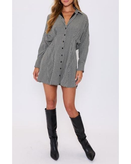 ワンピース Checked Shirt Mini Dress Vici Collection Lara Check Long Sleeve Mini Shirtdress in