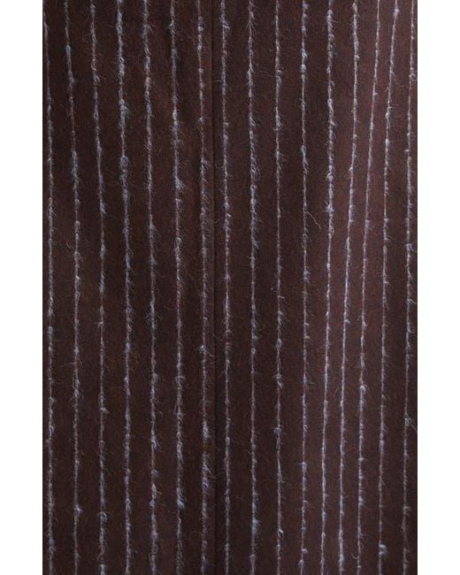 Erdem Brown Pinstripe Fitted Single Breasted Wool & Mohair Blend Blazer