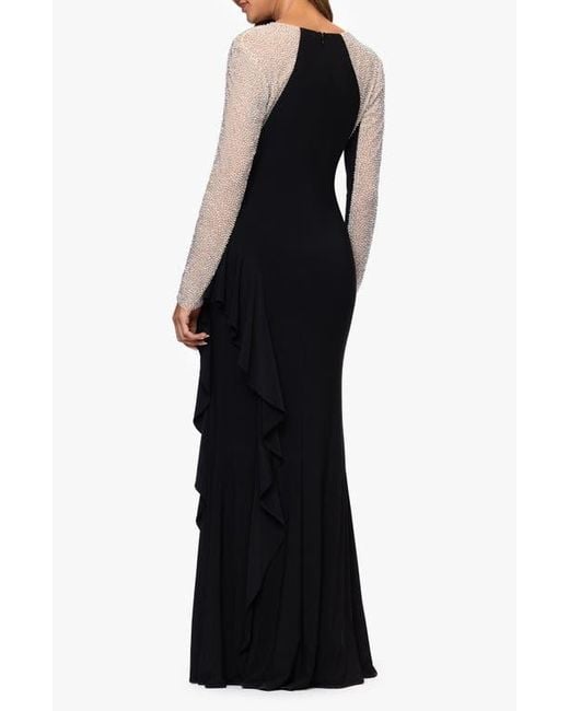xscape black mermaid dress Cocktail Dress Xscape Mermaid Gown Xscape Petite Off-The-Shoulder Ruffle Detail Gown Midnight Size 4P